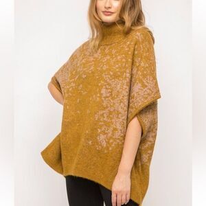 Mystree Cozy Mustard Sweater Poncho One Size